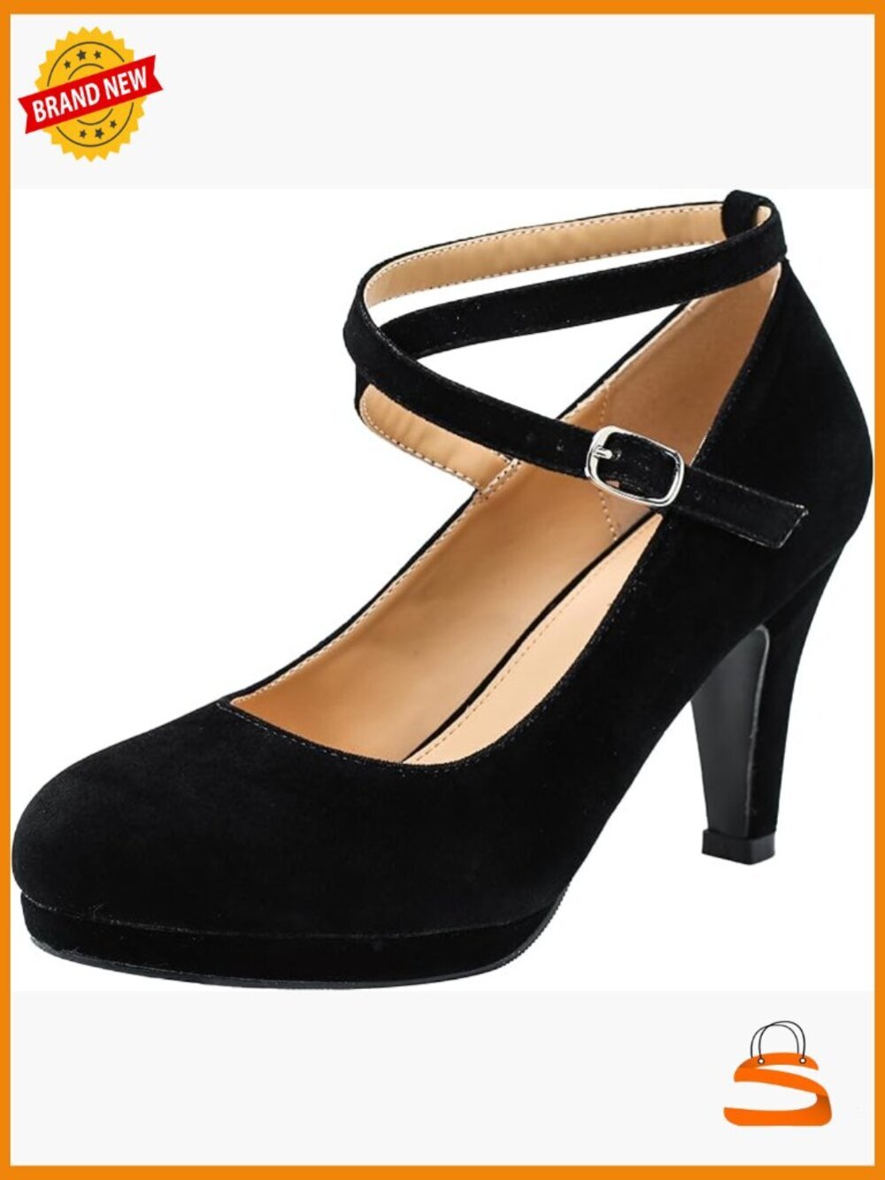 Vintage Mary Jane Platform Pumps Cross Ankle Strap High Heels Wedding Office
